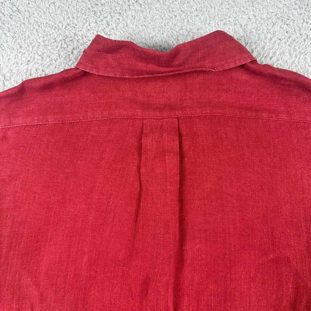 Banana Republic 100% Linen Shirt Mens XL Slim Fit Red Button Down Long Sleeve - Picture 5 of 10